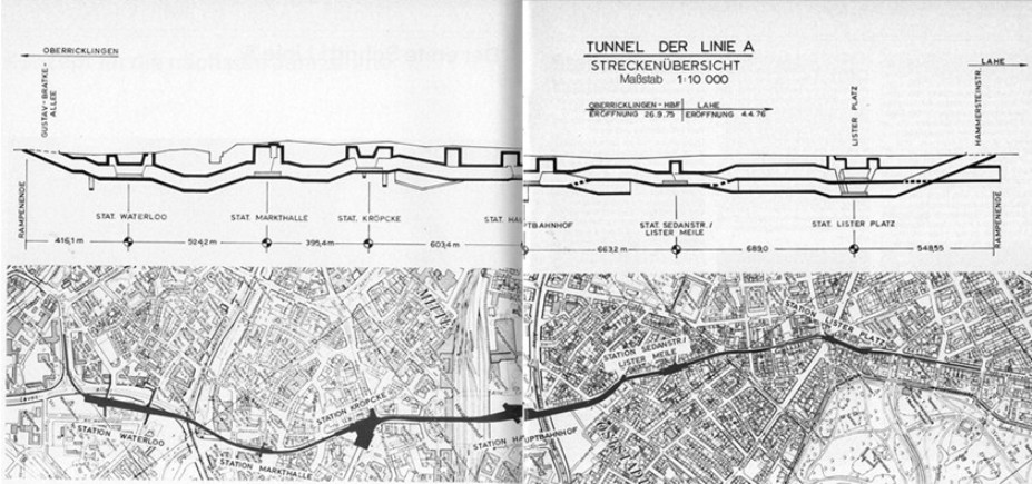 Quelle: Broschre <Stadtbahn Hannover - Linie A> der LH Hannover (p)1976